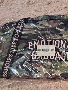 Emotional Baggage Camo Tote Bag with Pink Trim New ALF